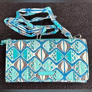 Vera Bradley “Go Fish” Tri Fold RFID Wallet/Crossbody Bag